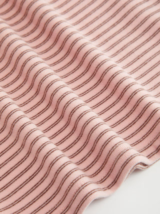 Stripe Long Sleeve U-neckline Ruffle Top & Mid Rise Wide Leg Trousers Loungewear Set