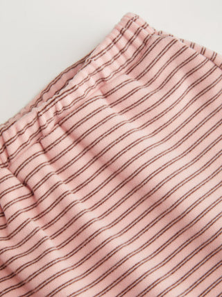 Stripe Long Sleeve U-neckline Ruffle Top & Mid Rise Wide Leg Trousers Loungewear Set