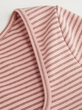 Stripe Long Sleeve U-neckline Ruffle Top & Mid Rise Wide Leg Trousers Loungewear Set