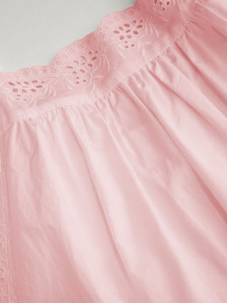 Cotton Square Neck  Eyelet Smock Mini Nightdress