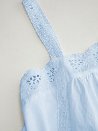Cotton Square Neck  Eyelet Smock Mini Nightdress