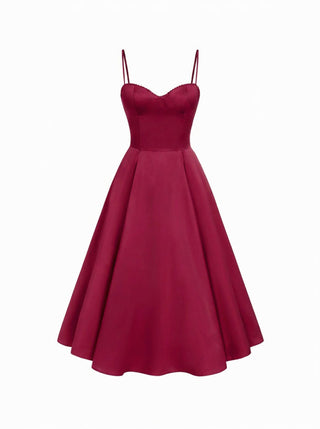 Satin Sculptural Sweetheart Flared Cami Maxi Dress