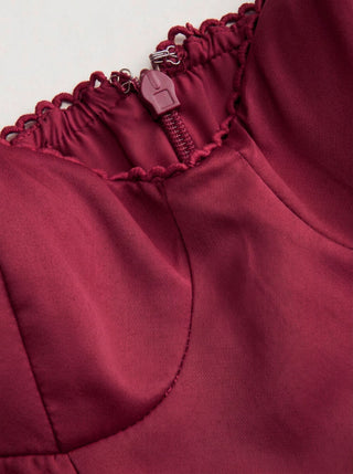 Satin Sculptural Sweetheart Flared Cami Maxi Dress