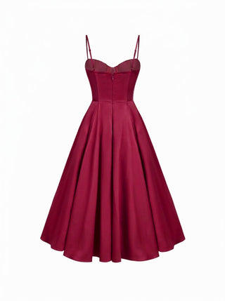Satin Sculptural Sweetheart Flared Cami Maxi Dress