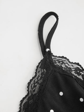 Textured V-neck Lace Trim Cami Top