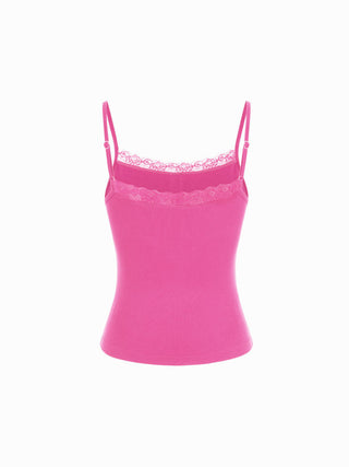 Lace Panel Ruched Henley Cami Top