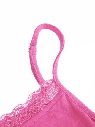 Lace Panel Ruched Henley Cami Top
