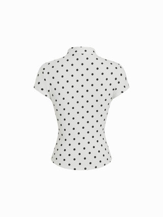 Mandarin Collar Short Sleeve Cut Out Top