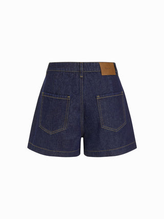 Denim Mid Rise Wide Leg Shorts