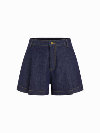 Denim Mid Rise Wide Leg Shorts