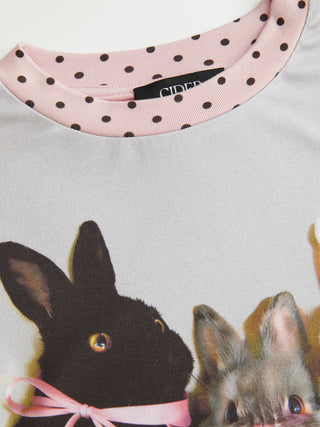 Bunny Graphic Polka Dot Short Sleeve Tee