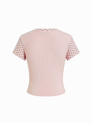 Bunny Graphic Polka Dot Short Sleeve Tee