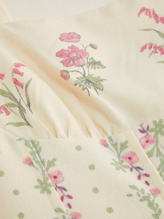 Square Neck Floral Corset Midi Dress