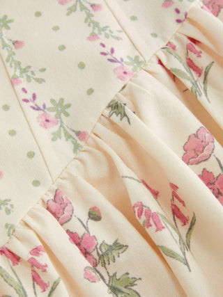 Square Neck Floral Corset Midi Dress