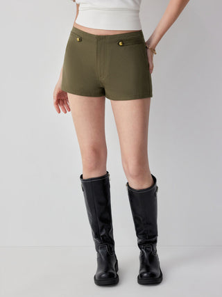 Cotton-blend Low Rise Metal Detail Shorts