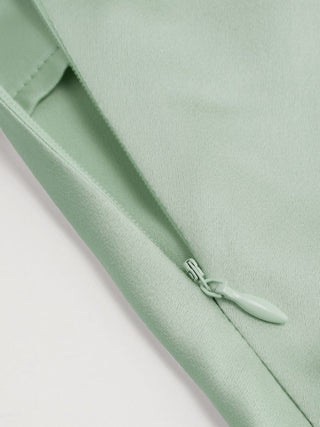 Satin Mid Rise Ruffle Maxi Skirt