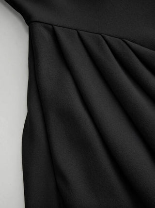 Boat Neck Pleated A-line Mini Dress