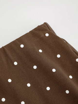 Cotton-blend High Neck Polka Dot Asymmetrical Hem Top & Mid Rise Capri Pants Set