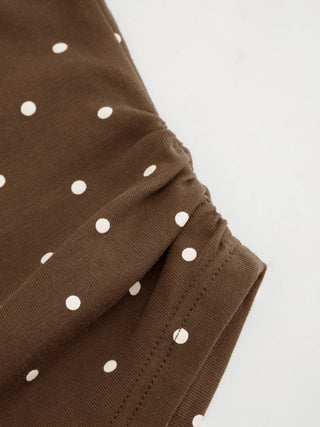 Cotton-blend High Neck Polka Dot Asymmetrical Hem Top & Mid Rise Capri Pants Set