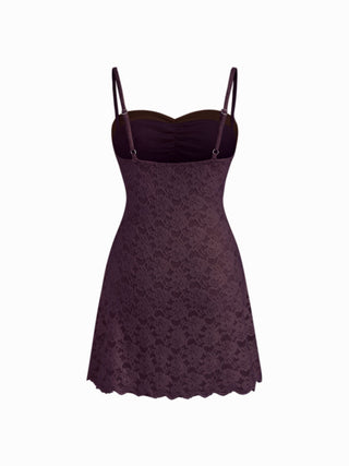 Lace Sweetheart Ruched A-line Mini Dress