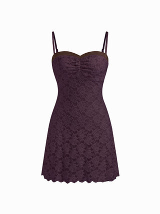 Lace Sweetheart Ruched A-line Mini Dress