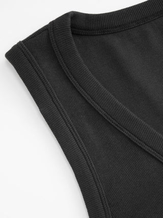 Cotton-blend Ribbed V-neck High Stretch Tank Top
