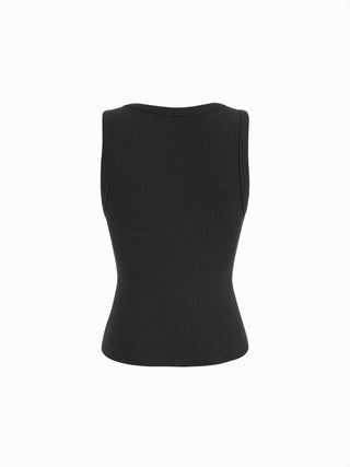 Cotton-blend Ribbed V-neck High Stretch Tank Top