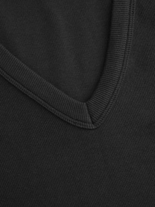 Cotton-blend Ribbed V-neck High Stretch Tank Top