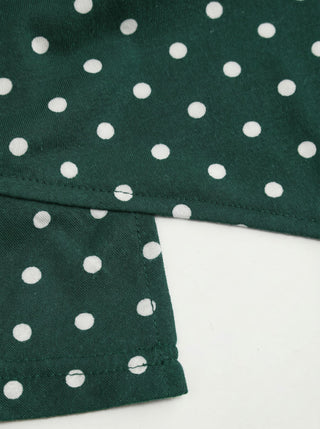 Polka Dot Boat Neck Batwing Sleeve Ruched Asymmetrical Tee