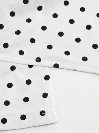 Polka Dot Boat Neck Batwing Sleeve Ruched Asymmetrical Tee