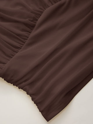 Ruched Mock Neck Draped Top