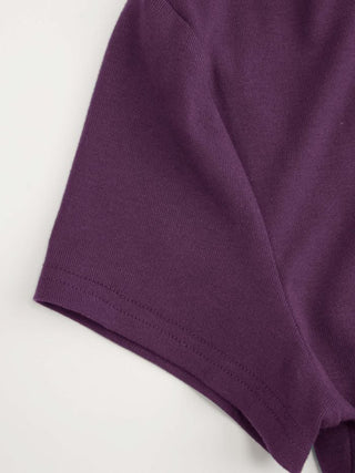 Round Neckline Solid Button Short Sleeve Top