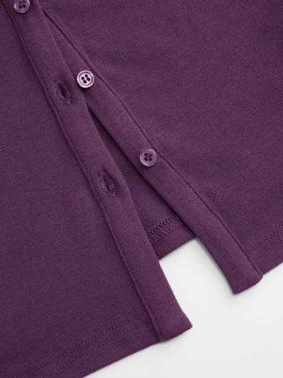 Round Neckline Solid Button Short Sleeve Top