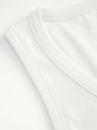 Cotton-blend Ribbed V-neck High Stretch Tank Top