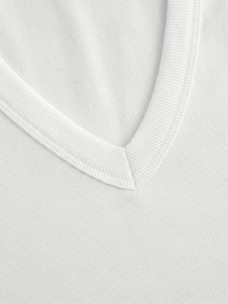 Cotton-blend Ribbed V-neck High Stretch Tank Top