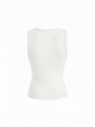 Cotton-blend Ribbed V-neck High Stretch Tank Top