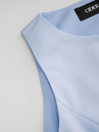 Linen-blend Sweetheart Asymmetrical Bowknot Blazer Vest