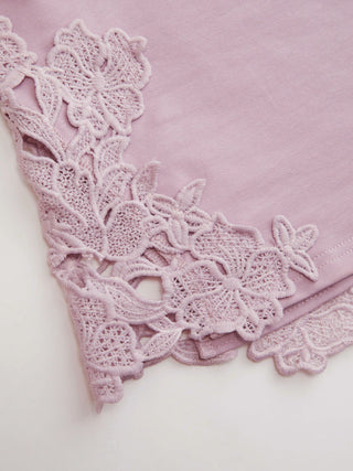 Cotton-blend Stand Collar Lace Panel Tank Top