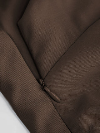 Asymmetrical Neck Pleated Flared Maxi Dress