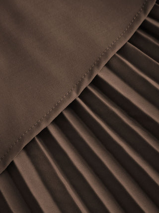 Asymmetrical Neck Pleated Flared Maxi Dress
