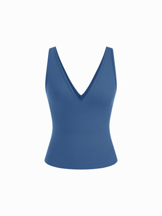 Cotton-blend High Stretch V-neck Tank Top