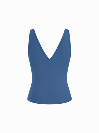 Cotton-blend High Stretch V-neck Tank Top