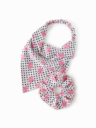 POLKA DOT FLORAL HEADBAND & SCRUNCHIE SET