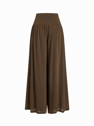 Mid Rise O-Ring Belted Ruched Draped Wide Leg Trousers