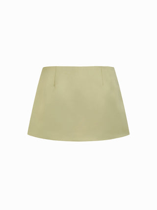 Satin Low Rise Tie Front Wrap A-line Mini Skort