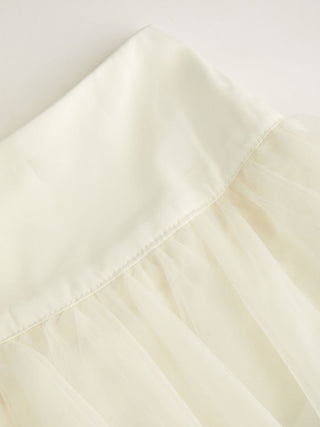 Mesh Mid Rise Ruffle Hem Layered Flared Midi Skirt