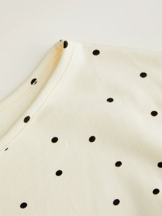Boat Neck Polka Dot Batwing Sleeve Oversized Tee