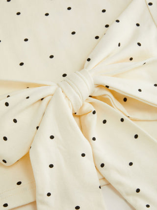 Boat Neck Polka Dot Batwing Sleeve Oversized Tee