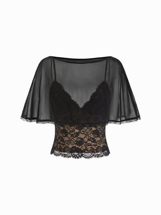 Chiffon Lace Poncho Two-Piece Top