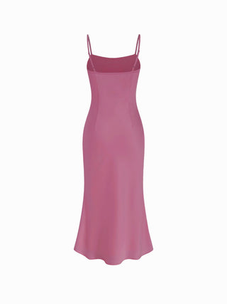 Satin High Neck Cape Sleeve Maxi Dress